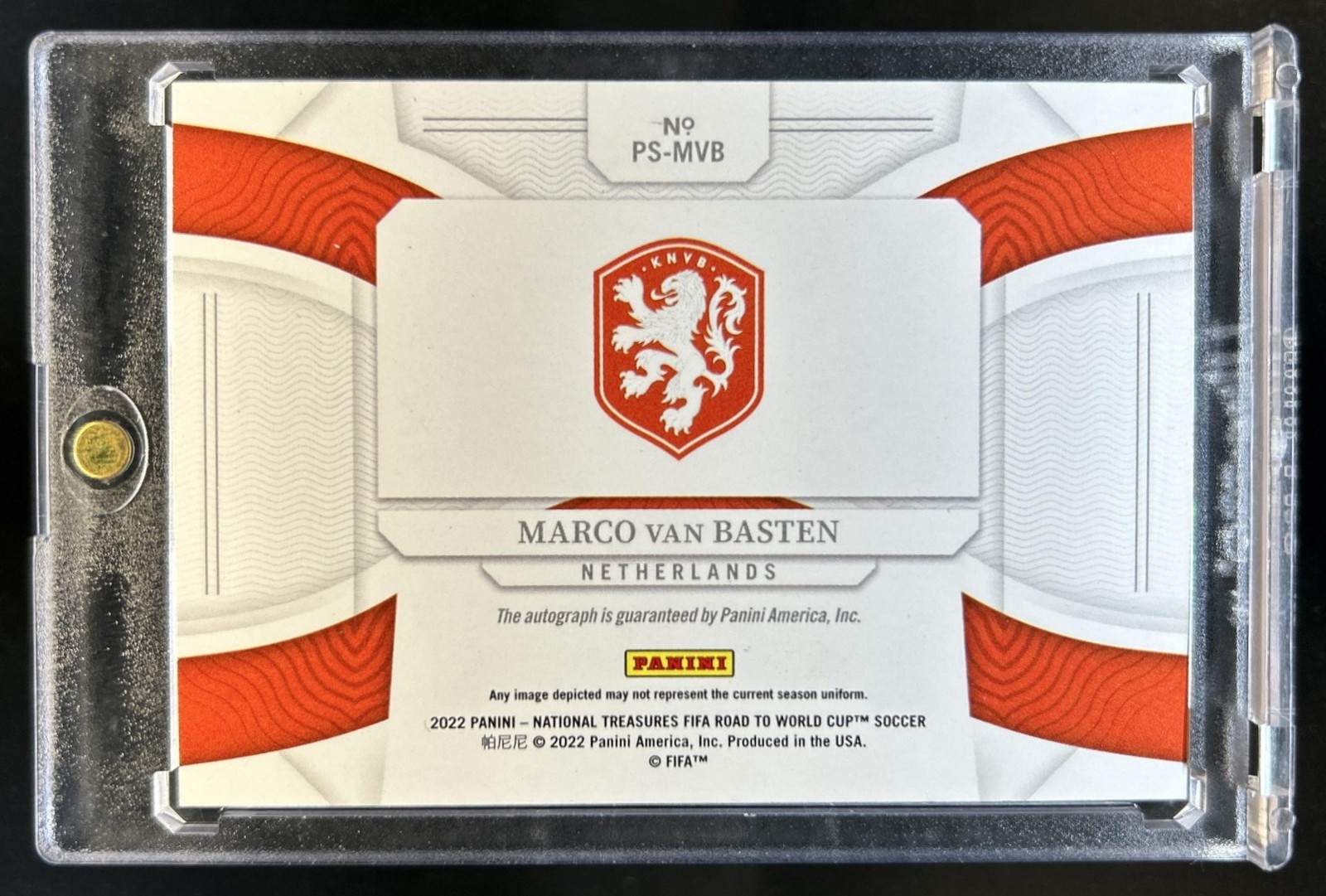 2022-23 National Treasures World Cup Marco Van Basten Peerless Sapphire Auto /25 view 2