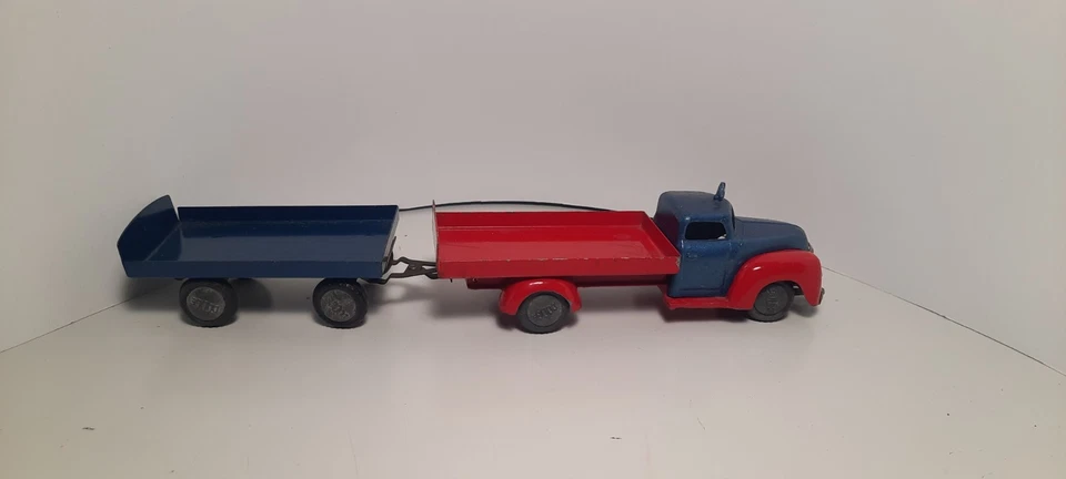 TEKNO de DINAMARCA DODGE TRUCK y TRAILOR azul metálico rojo coche de colección 1/43 Foto 4 de 4