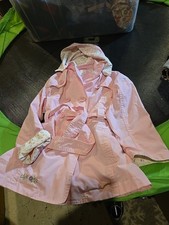 Oshkosh Girl Pink Cotton Peacoat Spring Easter Waiat Tie Buttons Size 5