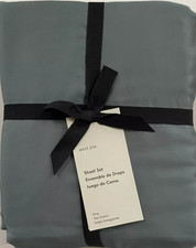 West Elm SILKY TENCEL Sheet Set King STORMY BLUE Color NWT
