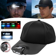 Rechargeable LED Hat Headlamp, Baseball Cap 180  Adjustable Hands-Free Light