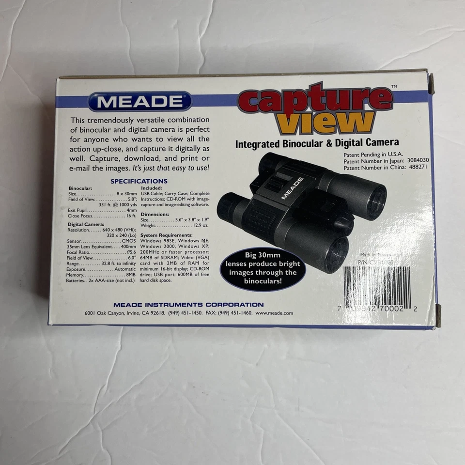 Meade CaptureView 8x30 Integrated Binocular And Digital Camera New Open Box - Image 2 of 4