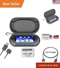 Travel-Friendly PS Vita Case with USB Charging Cable SD Card Adapter - Black
