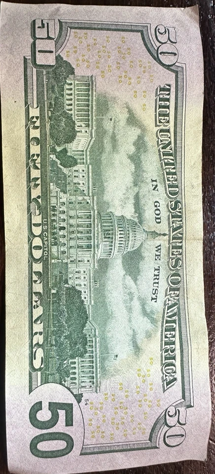 2013 $50 Trinary Repeater  (MF76177617A) ( Lot 80 ) See Description & Photos  - Image 2 of 2