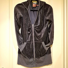 Juicy Couture Women's Grayish Blue Velour Full Zip W/ Ruched Bust Size L