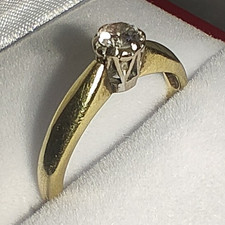 18ct Yellow Gold Round Diamond Solitaire Ring 0.15ct F SI Size L Hallmarked