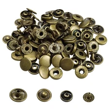 Metal Snap Fasteners 50 Sets 10mm Antique Bronze Heavy Duty Press Studs