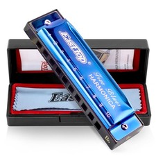 Blue Diatonic Harmonica Bb 10 Holes 20 Tones Blues Harp Mouth Organ for Adult