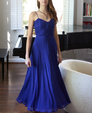 Lauren Ralph Lauren Evening 6 Maxi Gown Dress Chiffon Blue Formal Prom Wedding