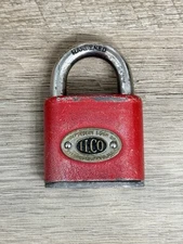 Vintage Old Red ILCO Padlock Lock No Key