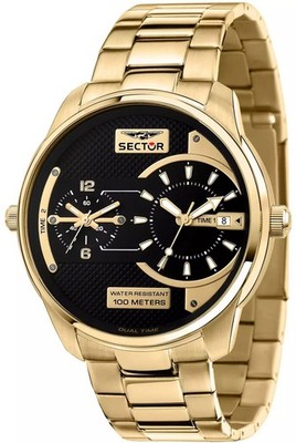 SECTOR OVER SIZE GOLD R3253102026 Herrenuhr Dual Time Doppelzeit Sub 10