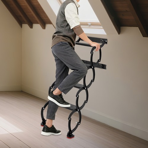 Wall Mounted 4 Step Folding Ladder TelescopingLadders Retractable Folding Stair
