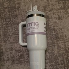 Vaso de viaje por carretera RTIC 40 OZ forrado de cerámica blanco brillo tapa aislada al vacío