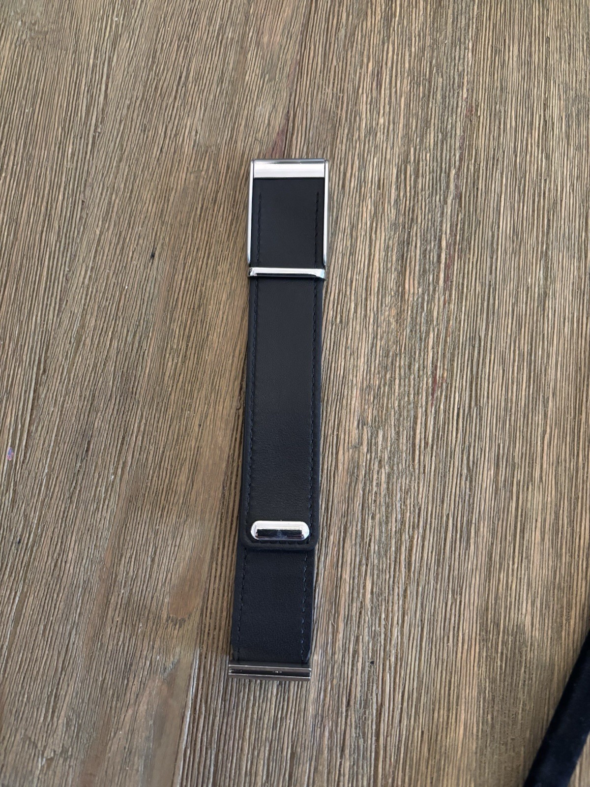 Whoop 5.0/MG Leather Black Replacement Band - shiny silver clasp - one/peak/life