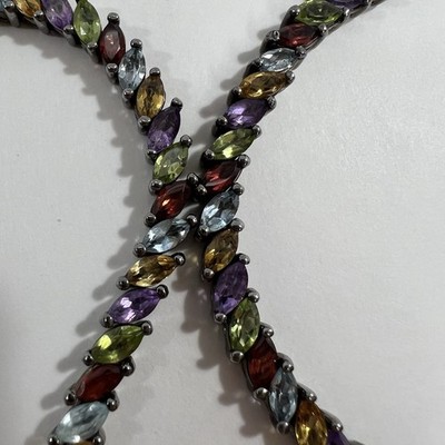 Echte Edelstein Halskette DEFEKT Projektstück, Topas Amethyst Granat Citrin