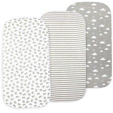 Baby Bassinet Sheet Set for Boy and Girl, 3 Pack Organic Jersey Cotton Univer...