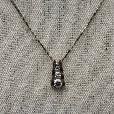 Dainty CZ Bar Pendant Necklace Gold Vermeil Sterling Silver 925 - Modern Chic