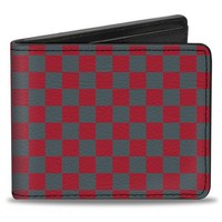 Bi-Fold Wallet Checker Crimson Red/Gray (Us Import)