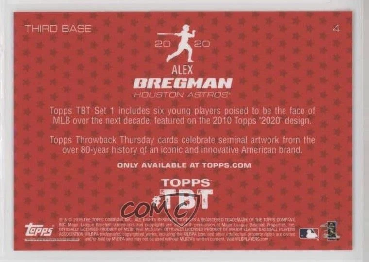 2020 Throwback Thursday #TBT Online Exclusive 2010 Topps Design Alex Bregman #4 - Image 2 of 2