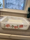 VTG Anchor Hocking/Fireking Peach Blossom Pattern 8” Square Baking Dish