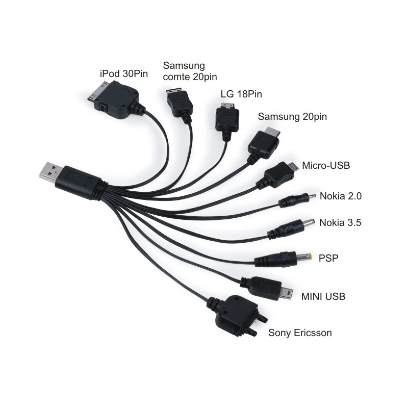 købmand skandaløse Se insekter 10 in1 Universal USB Multi Phone Charger Cable for iPhone Mini Micro USB  Samsung 8800216242551 | eBay