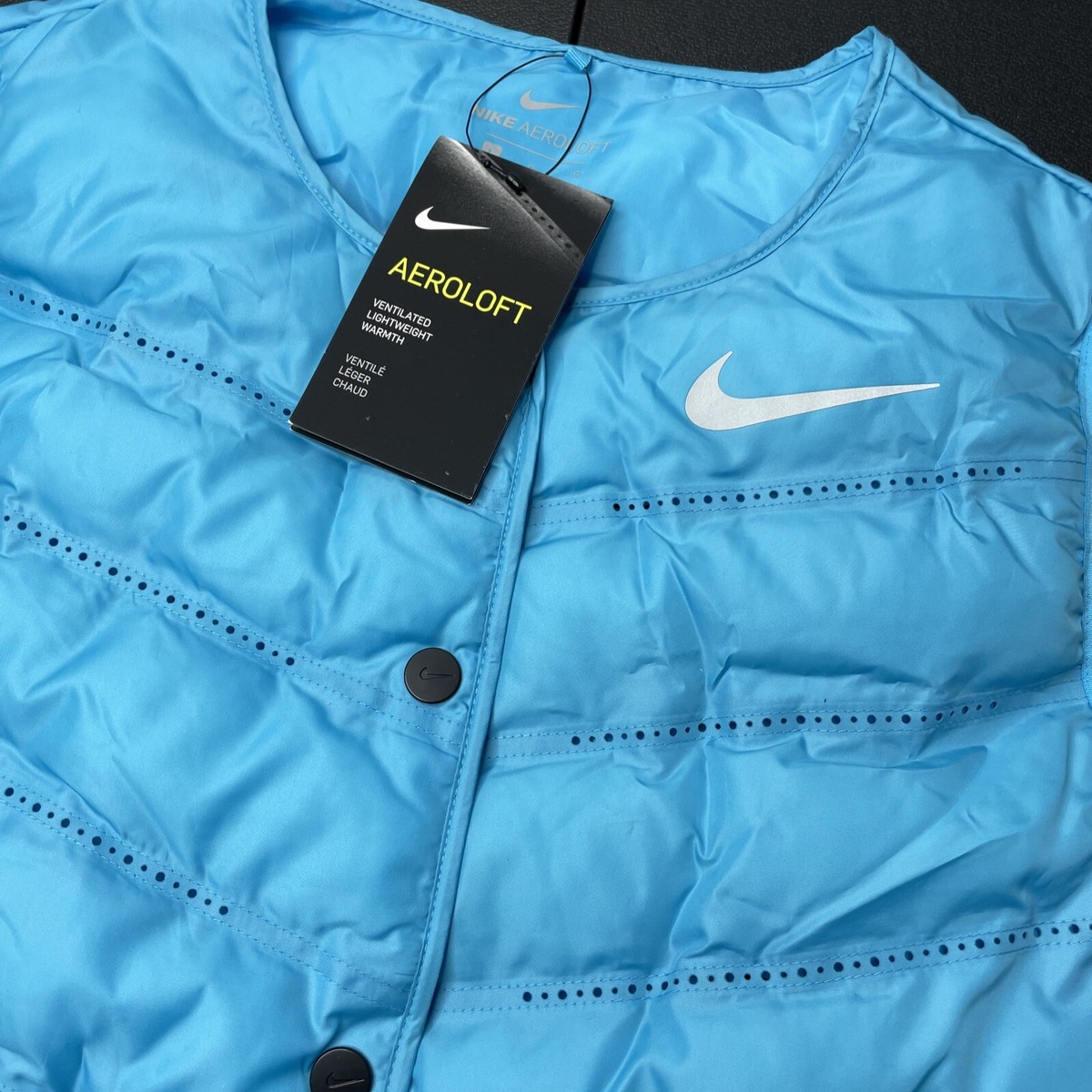 Nike Aeroloft Womens Down Vest Size Small Blue Vented Lightweight