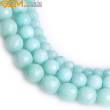 Faceted Light Cyan Jade Stone Loose Beads For Jewelry Making 15" 4mm 6mm 8mm DIY