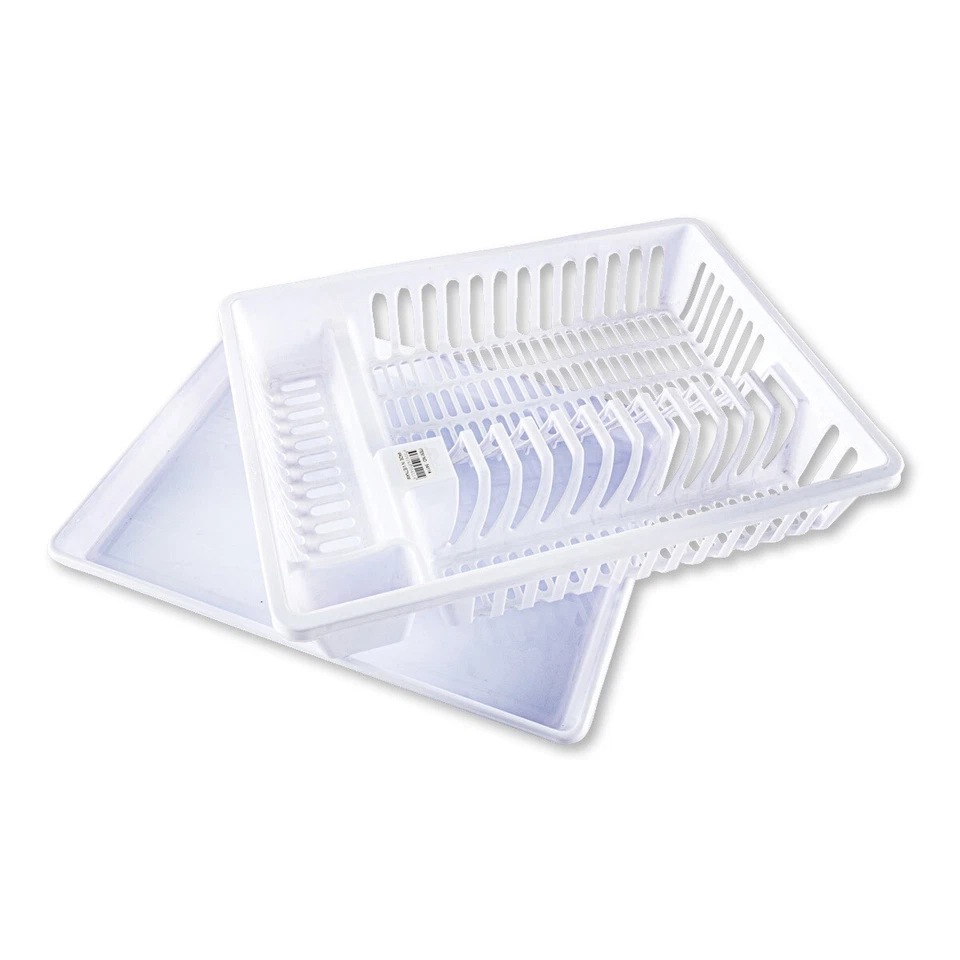 1PK Dish & Cutlery Rack With Draining Tray Sturdy Compartments Home Master White - image 3 of 4