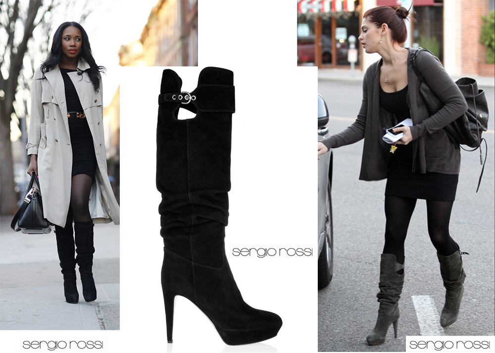 $1295 NEW SERGIO ROSSI PLATFORM SLOUCHY RUSHED NAVY SUEDE BOOTS 40