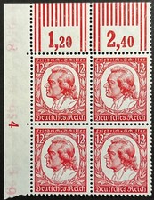 Germany, Scott #447, Friedrich von Schiller, Beautiful Corner Block of 4 MNH, VF
