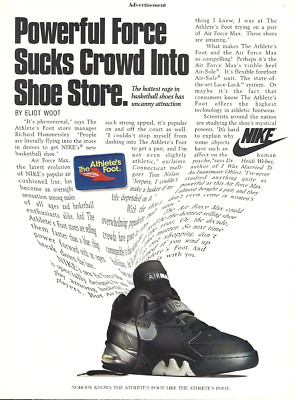 1993 Nike Air Force Max Shoe The Athlete's Foot vintage PRINT AD Advertisement