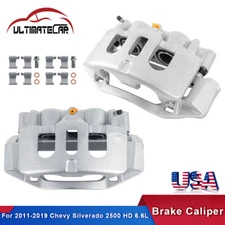 Set 2 Rear Brake Calipers w/ Bracket For 2011-2019 Chevy Silverado 2500 HD 6.6L