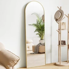 59" Gold Full-length Mirror Floor Mirror Wall Bedroom Mirror Stand Alloy Frame