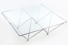 Couch-Tisch Chrom Glas Pyramide 1980er Postmoderne