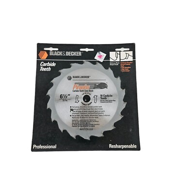 Black Decker Piranha 6 1/2'' Saw Blade 18 Carbide Teeth Professional Resharpenabl