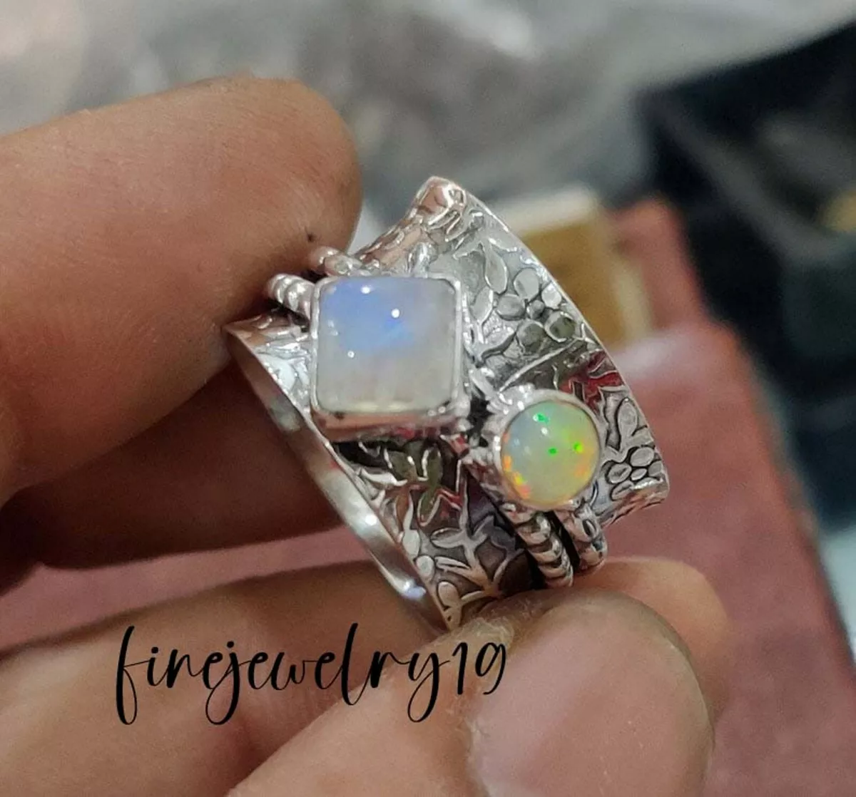 Silver rings with shop large semi precious stones