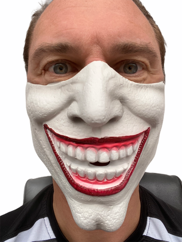 Joker Gesichtsmaske weiß große Zähne Erwachsene Kostüm Zubehör Halloween Halbmasken - Bild 7 von 8