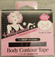 Hollywood Fashion Secrets Body Contour Tape Deep Dark Skin Tones 1-3" x 197''