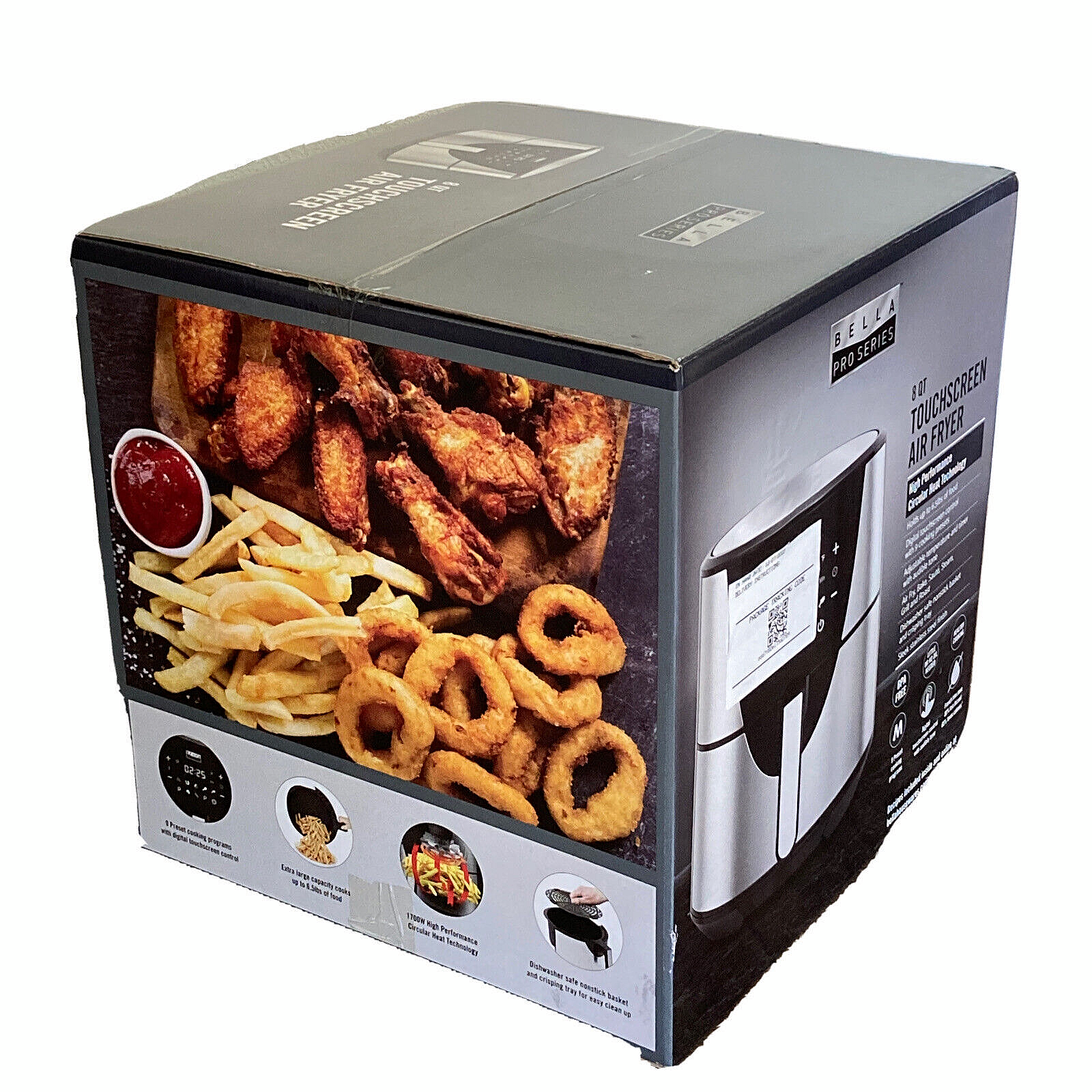 Bella Pro Series 8 QT Digital Touchscreen Air Fryer Stainless Steel BPA