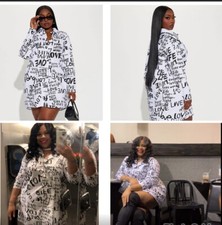 Love First Mini Shirt Dress - White/ Black $20.99