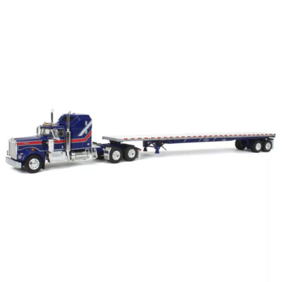 First Gear 69-1656 - Kenworth W900A Truck with Flatbed Trailer