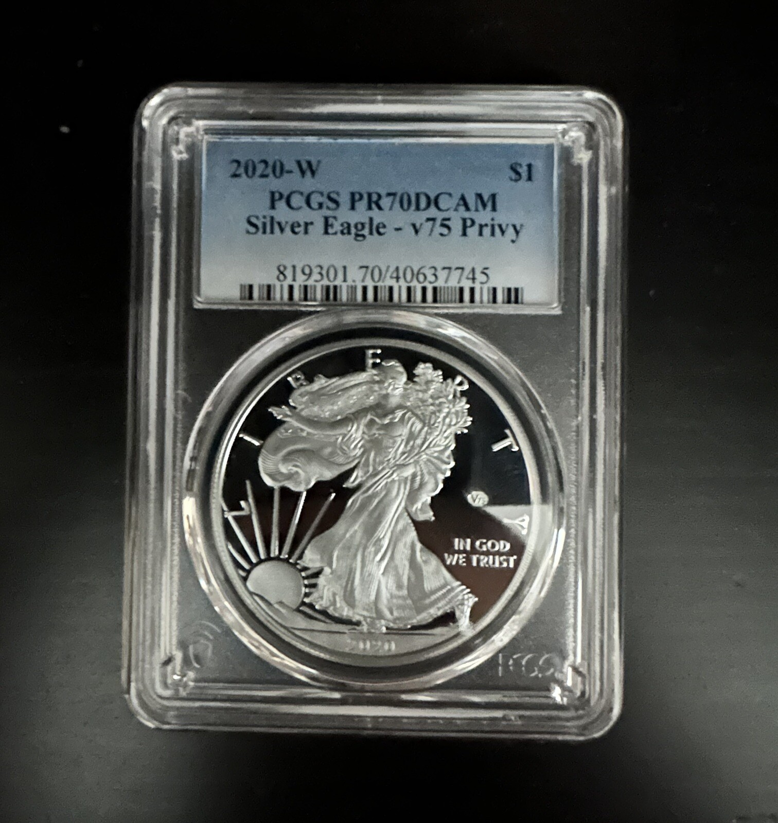 2020W End WW2 75th Anniv Amer Silver Eagle v75 Privy 1st Strike, DCAM