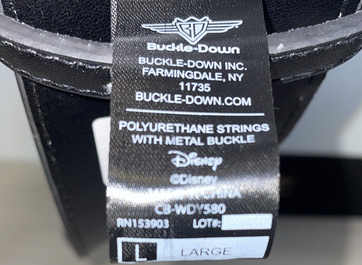 Disney Buckle Down Black Belt Gold Signature D 2.3/4