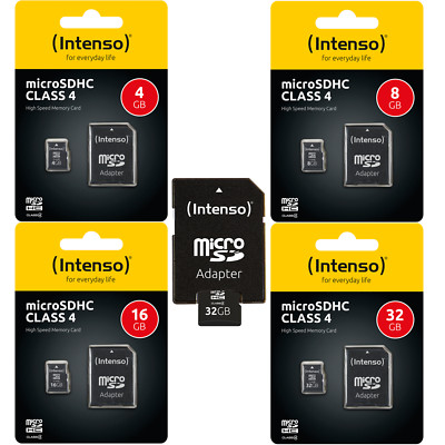 Intenso Speicherkarte Mirco SD MicroSDHC Class 4 + Adapter 4GB 8GB 16GB 32GB