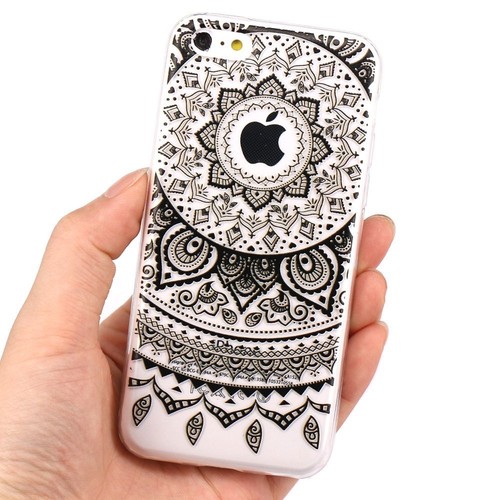 Pour iPhone 5/6/7/8/X Étui transparent en silicone en motif Mandala créatif - Photo 28 sur 37