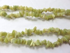 36 INCH STRAND  LEMON OLIVE JADE  STONE CHIPS  BEADS
