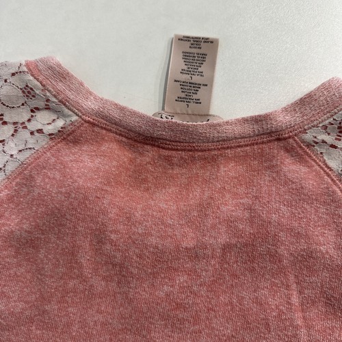 Philosophy Womens Pink Sweatshirt with lace sleeves Large preowned (some pilling - Picture 10 of 12