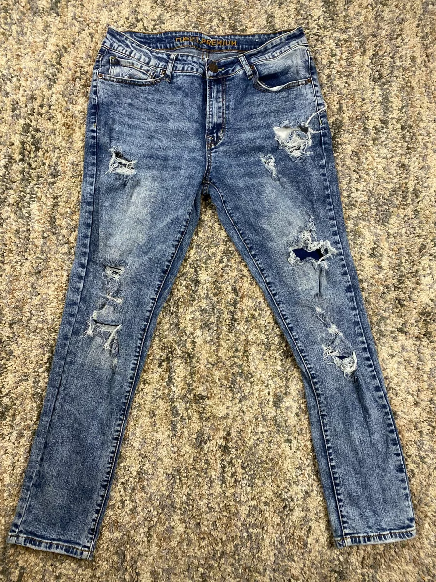 Rue 21 Premium Skinny Jeans Women Size 32X30 Denim Supreme Flex Distressed