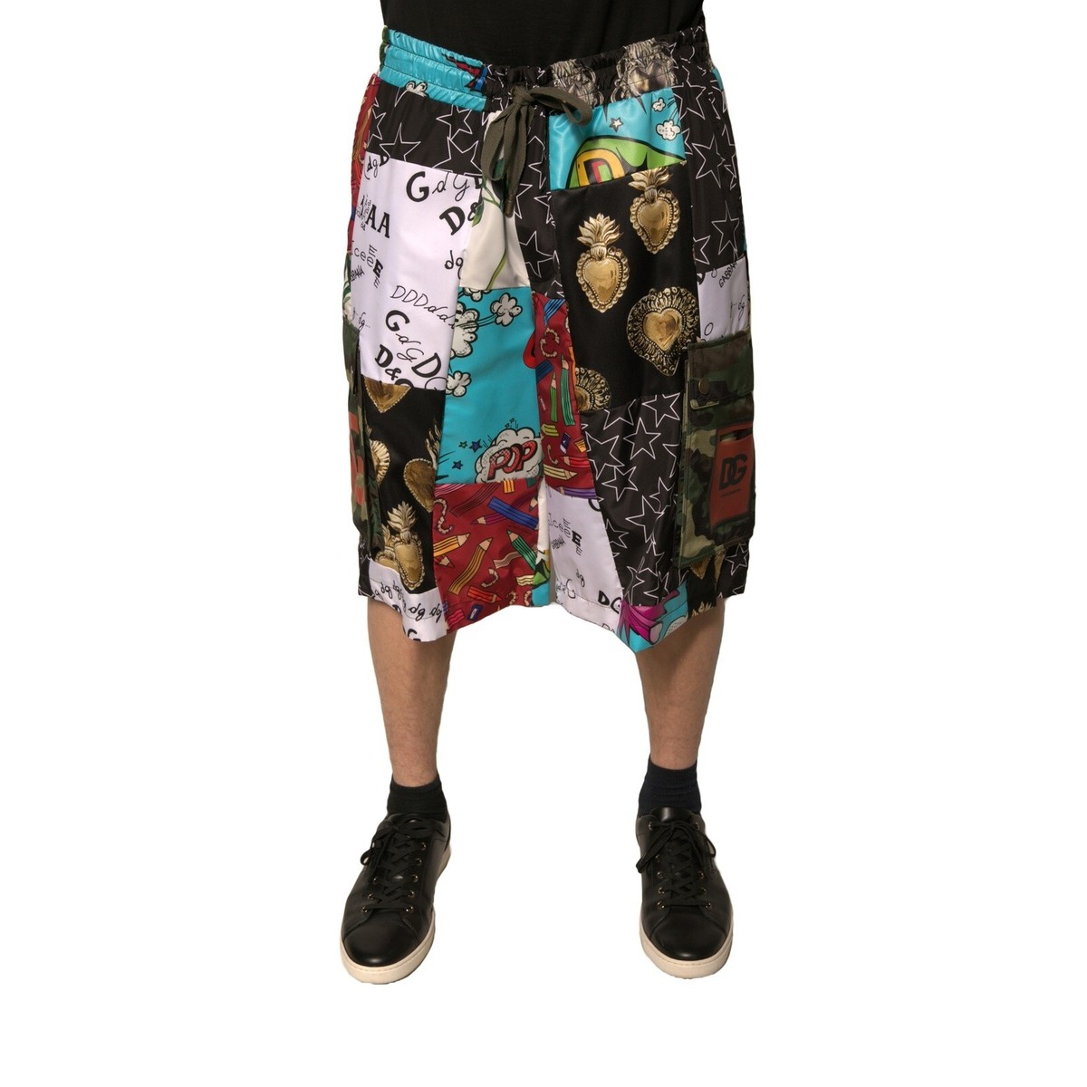 DOLCE & GABBANA Shorts Multicolor Patchwork Cargo Bermuda IT54/W40