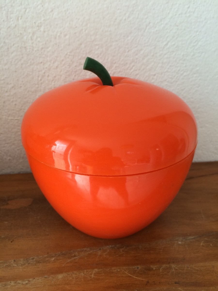 Seau à Champagne Vintage PRISUNIC Années 70 - Plastique Orange Et Blanc - Superbe état